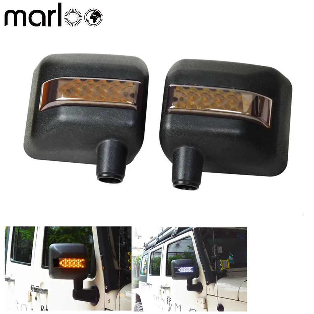 Marloo For Jeep Wrangler JK LED OFF ROAD REARVIEW MIRROR With Turn