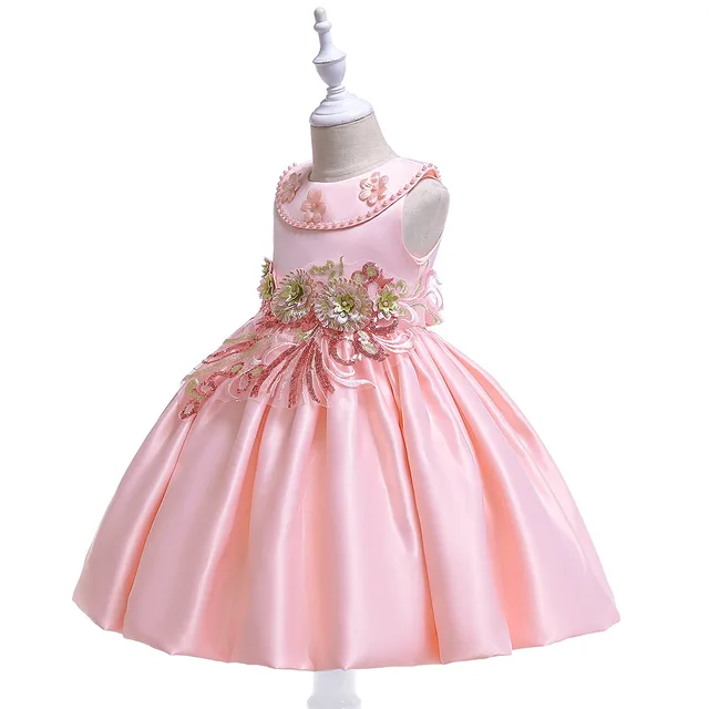 Great A line Dark Green Sation Elegant Children Clothing Kids Dresses ...