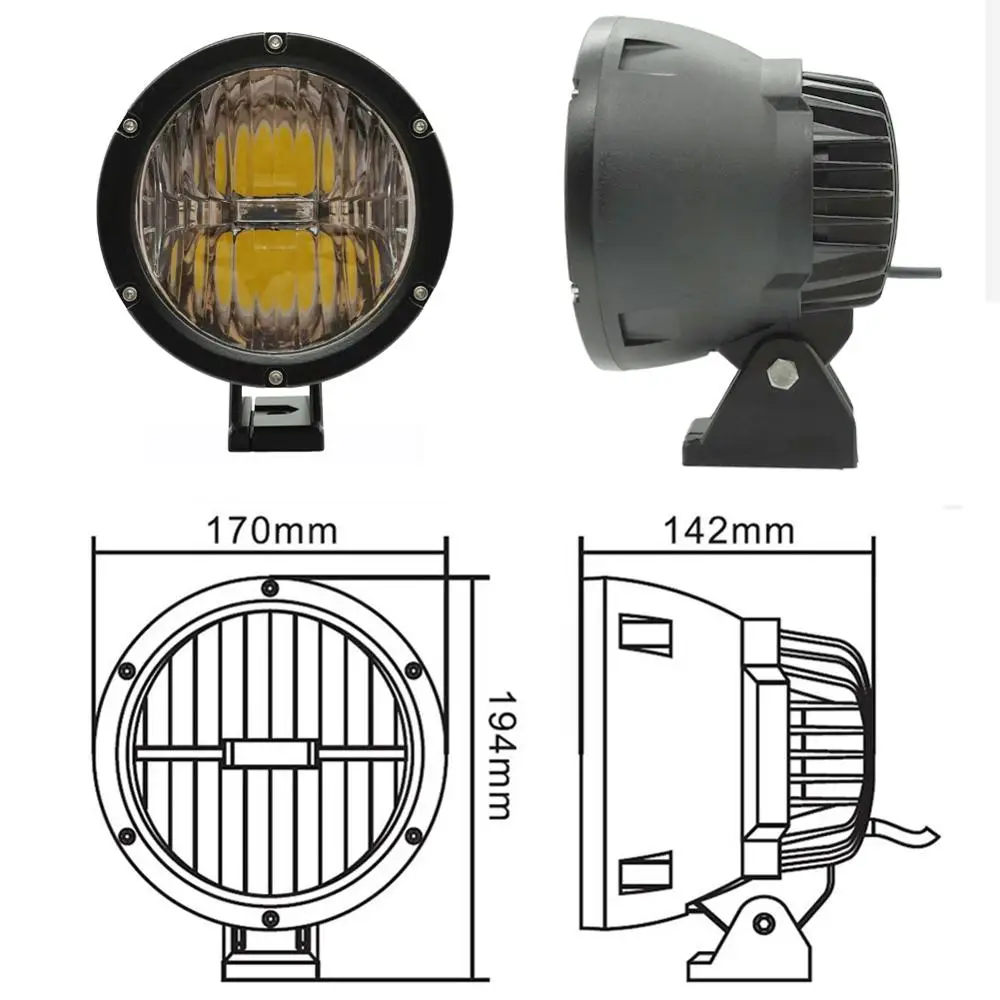 50W Spot Led Work Driving Light 12V 24V Off-road Round Cannon Light for 4X4 4WD ATV UTV Truck Pickup Spot Beam SUV Boat Offroad (2)