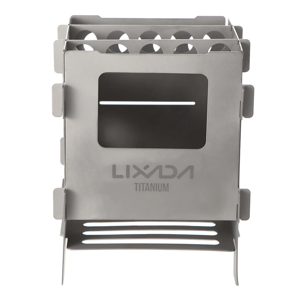 Lixada Portable Stainless Steel Lightweight Folding Wood Stove Pocket Stove Outdoor Camping Cooking Picnic Backpacking Stove