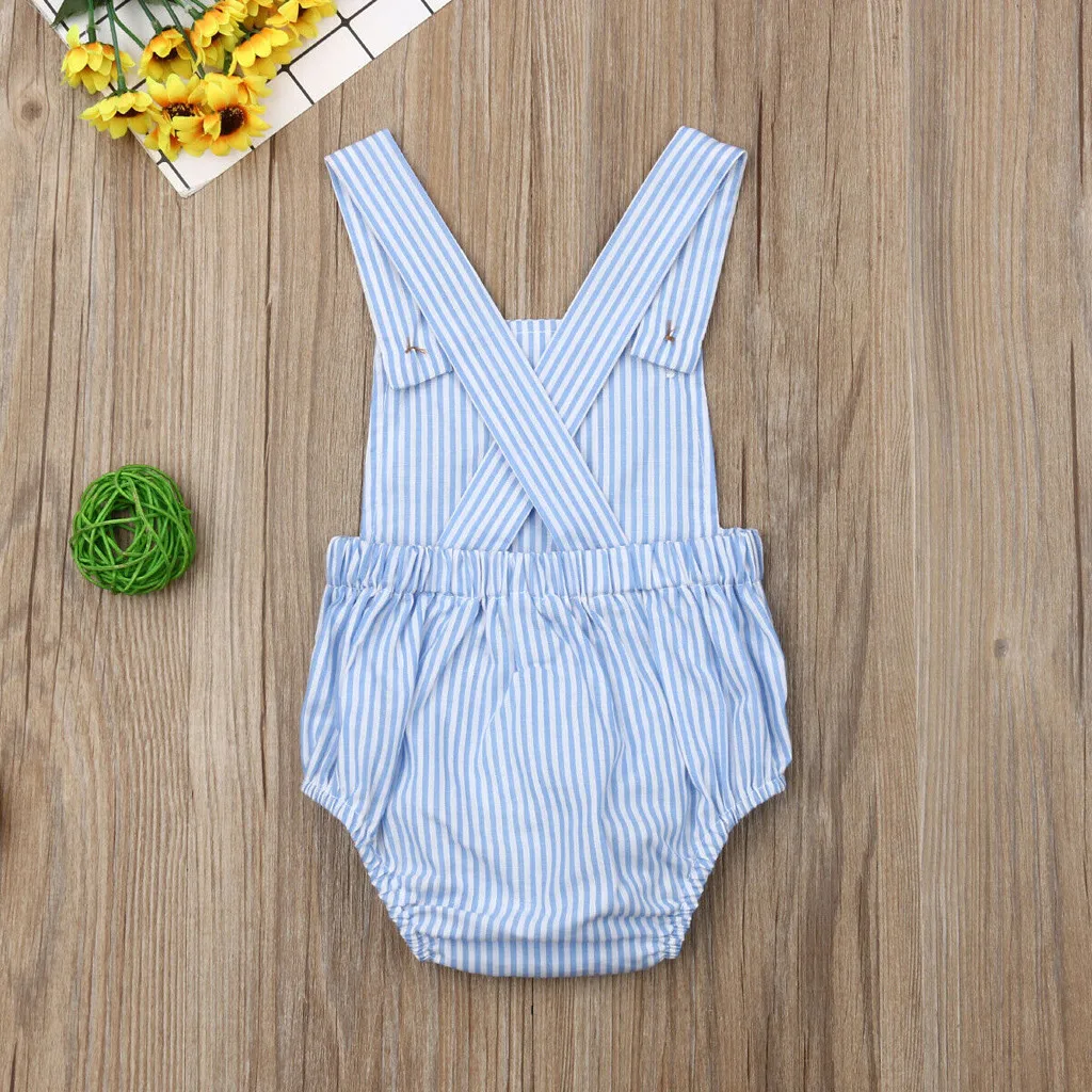 Newborn Baby Rompers Baby Boy Girls Sleeveless Plain Romper Baby Girls Jumpsuit Summer Infant One-pieces Striped Clothes Outfits