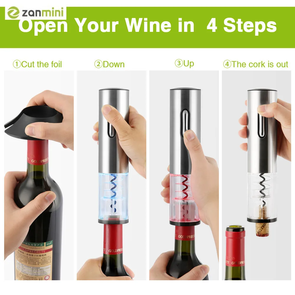 Автоматическая электрическая открывалка для бутылок вина Zanmini штопор