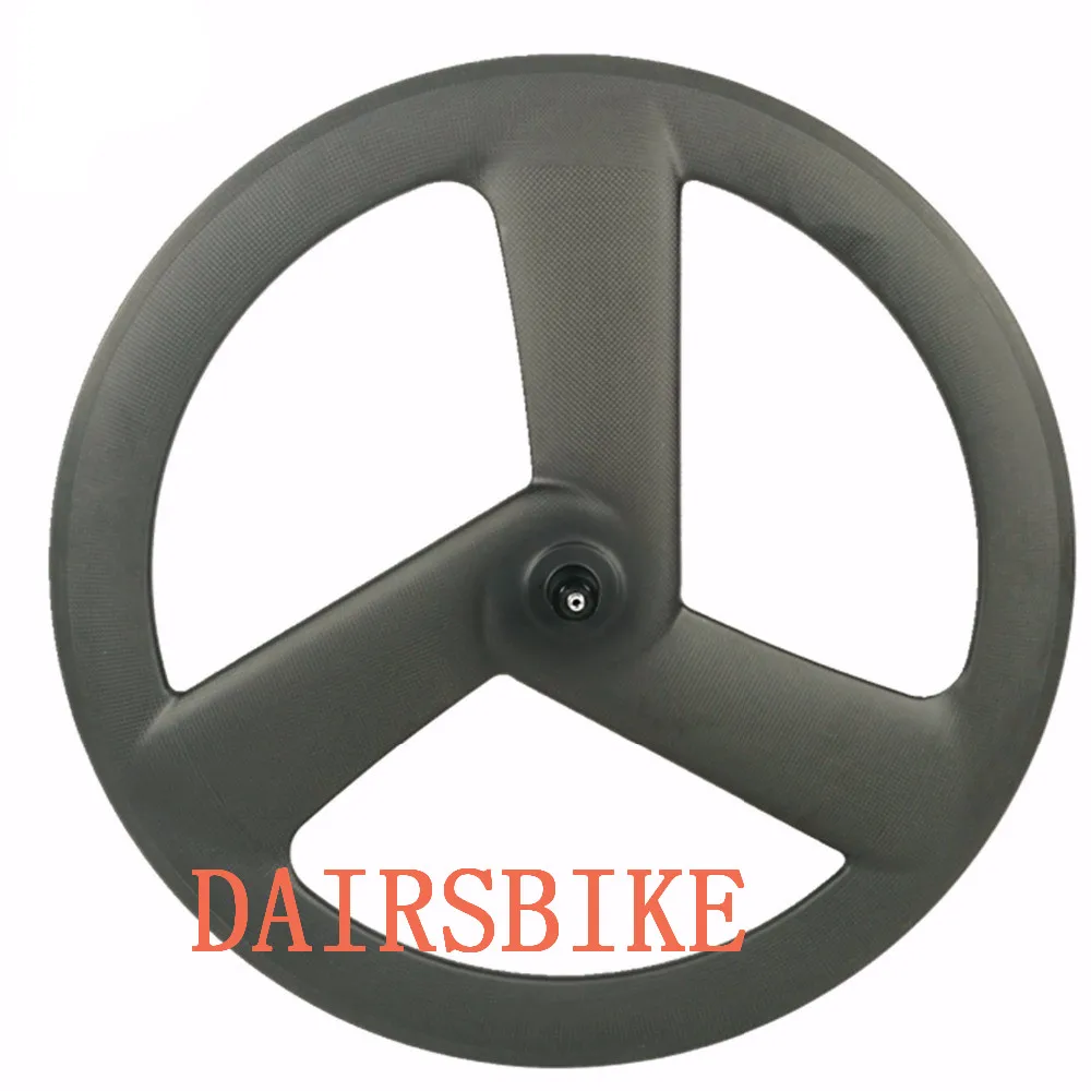 Cheap carbon wheel 3 spokes sheel 700c Fixed Gear Tri spoke carbon wheels 3k 23mm width carbon road and track wheels 1