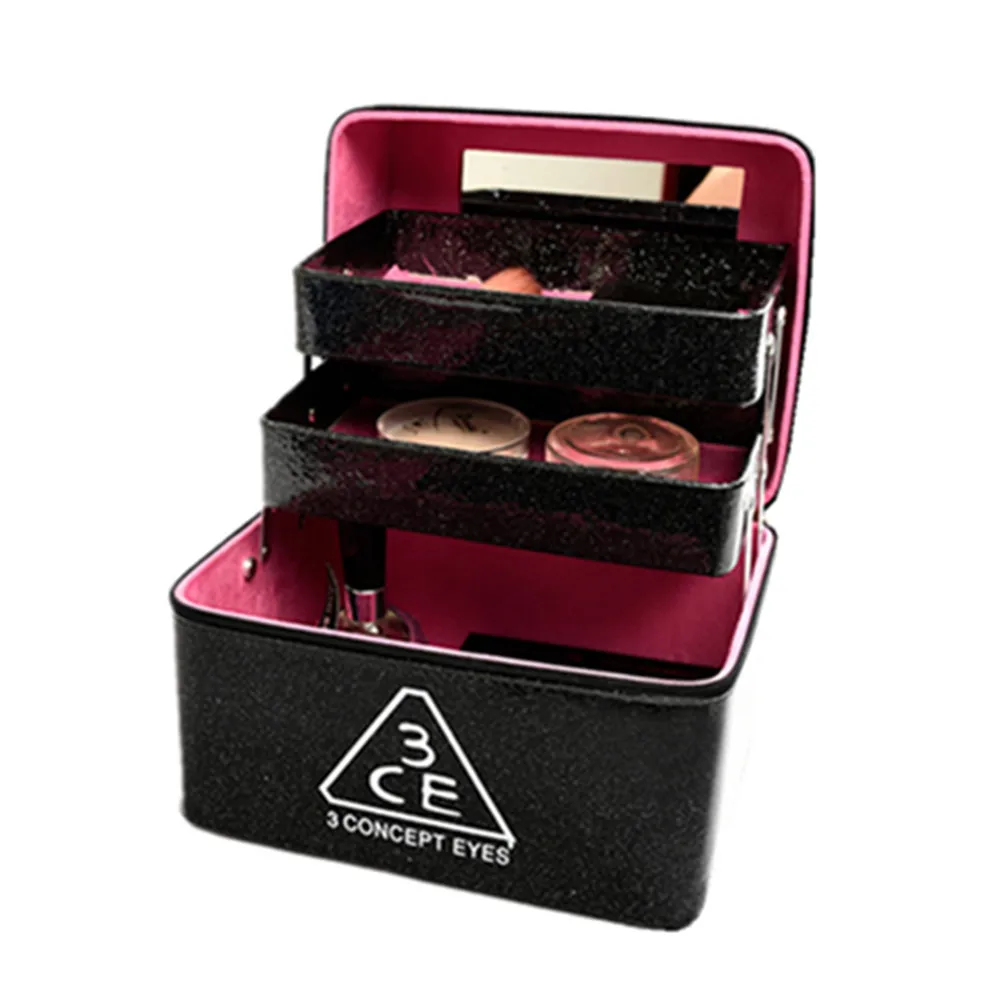 

2018 Large Capacity Solid Portable 3 Layers Waterproof 3ce Cosmetic Bag Case Professional Make Up Box 8 Colors Available