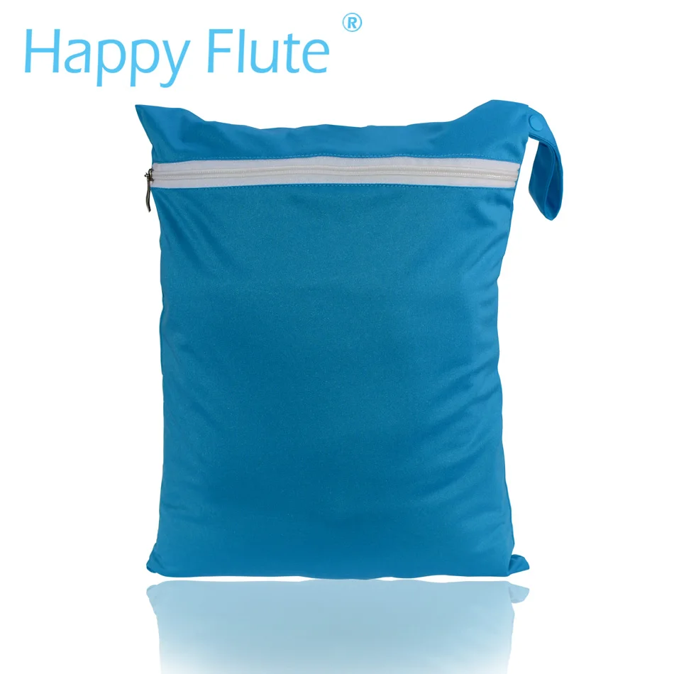 Счастливые флейты Многоразовые водонепроницаемые 30*36 см Wetbag для тканевых подгузников 8 цветов avilab - Цвет: Sky Blue