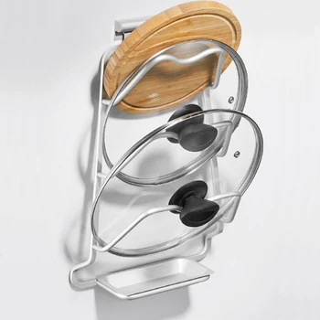

New Punch-free space aluminum kitchen multi-function cutting board lid holder storage rack