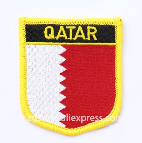 Hot sale  embroidery patches national flag emblem patches qatar flag