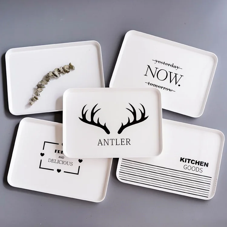 Nordic Style Melamine Dessert Serving Tray Tea Breakfast Bread Tray