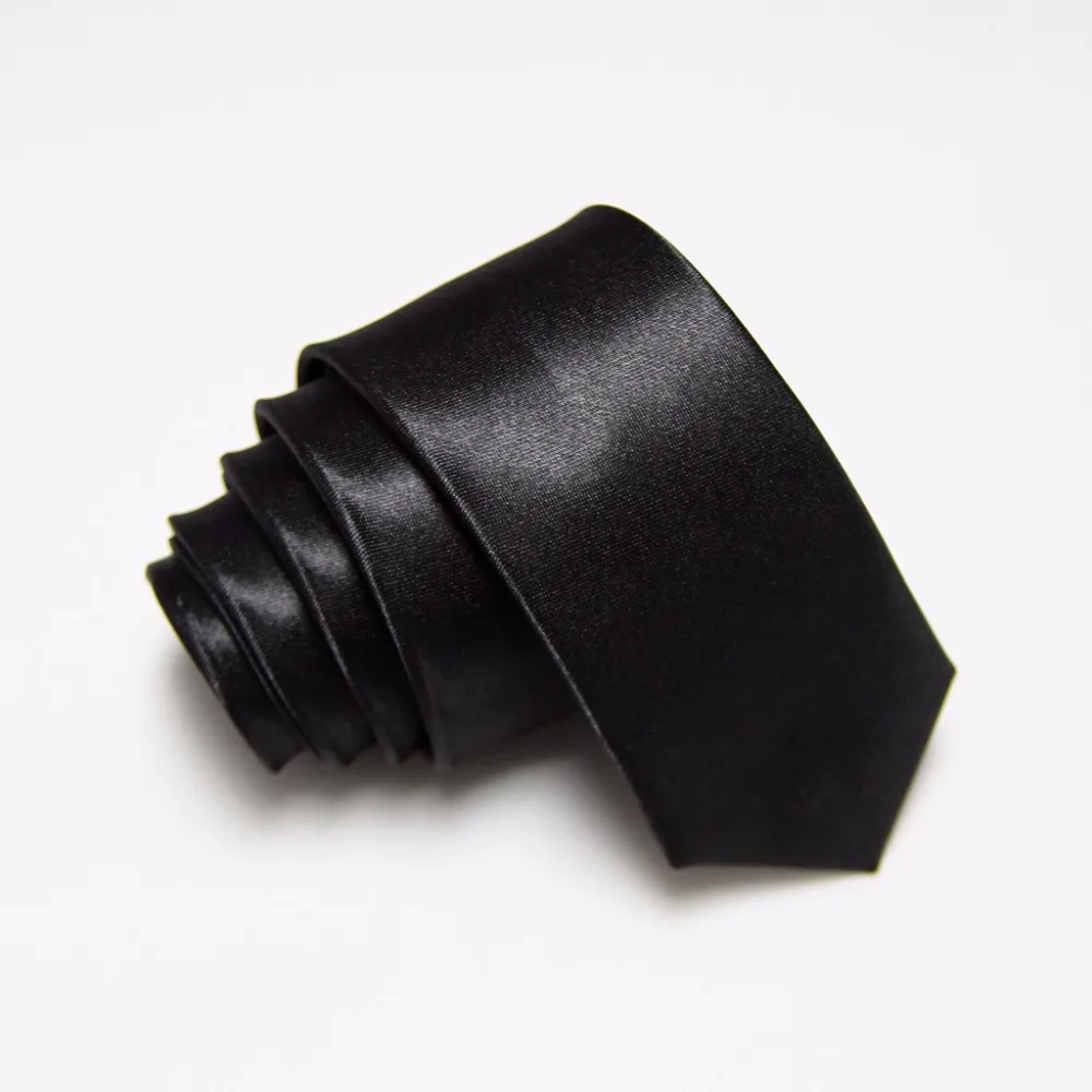 

2019 Solid Slim black Ties for Men necktie Polyester 36colors