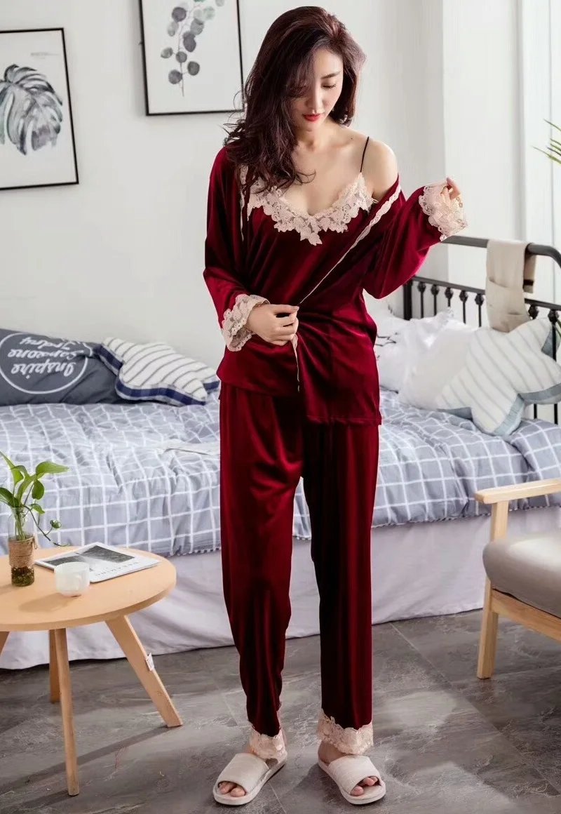 wine red women pajamas (8)