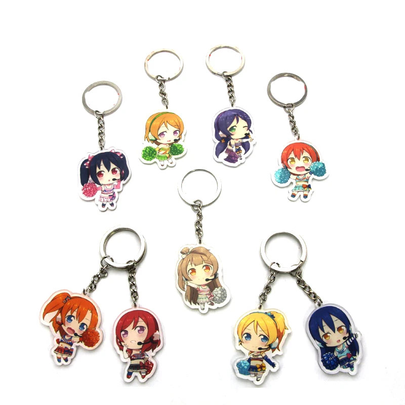 

9pcs/set LoveLive Umi Maki Cheerleader Girl Keychains Portachiavi Keychain Keyring Nice Gift Collect Fans Cosplay De llavero