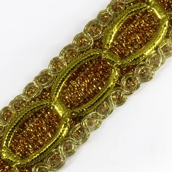 

5yards Braided Gold Metallic Lace Fabric Ribbon Trim Applique Trimming Tape cinta costura Sewing Accessories T1531