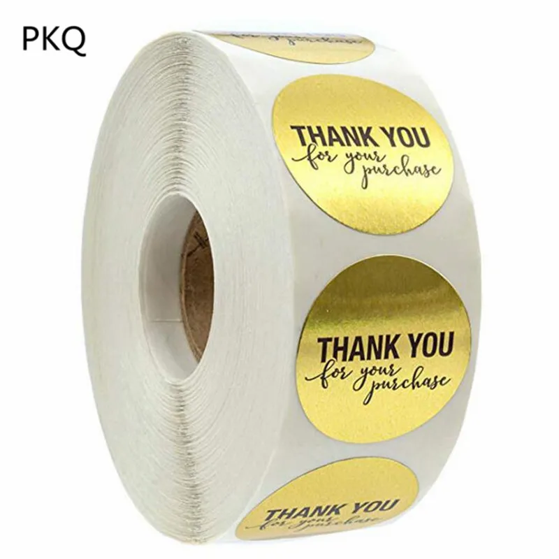 

1inch/Roll 500 Labels Stickers Gold Round shape Thank You Stickers Seal Labels Scrapbooking for Package Stationery Sticker