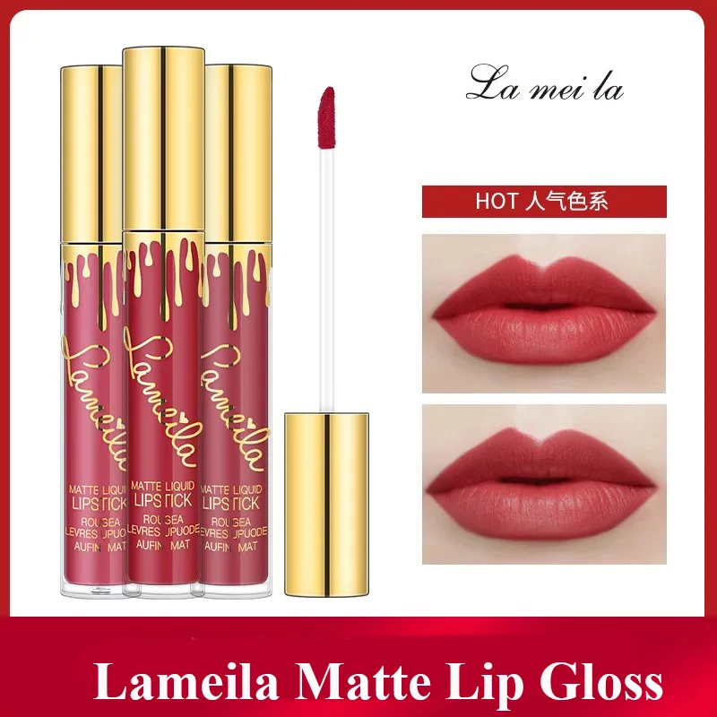 

Lameila Shimmer/ Matte Lip Gloss Waterproof Matte Liquid Lipstick Moisturizer Hydrating Nutritious Cosmetics Makeup Pink Purple