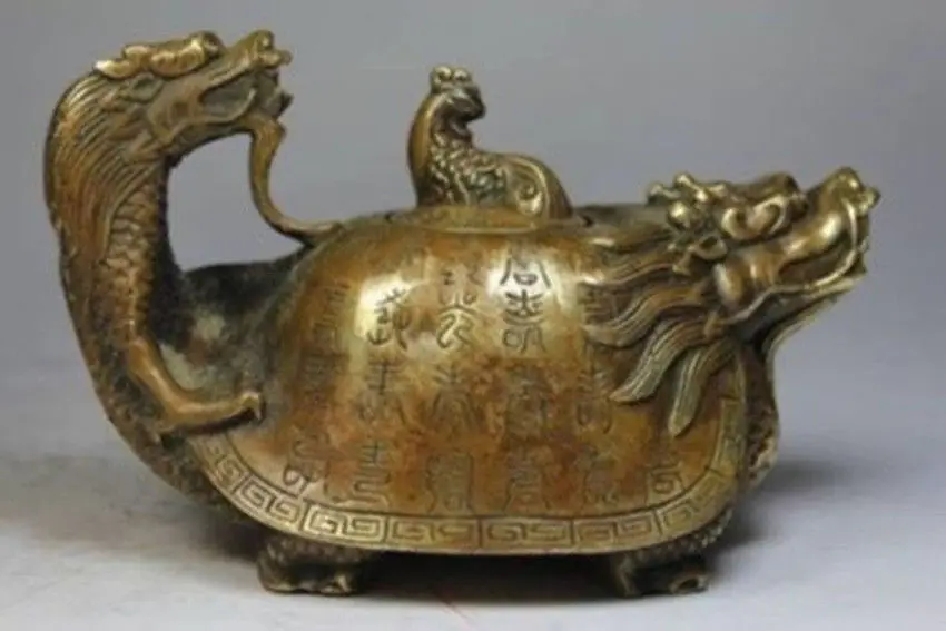 Elaborate-Chinese-Antique-Imitation-Handmade-Old-Copper-Dragon-Turtle-Statue-Teapot (3)