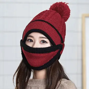 

Winter Women's Knit Hat Women's Autumn Winter Wool Cap Fashion Winter Women's Hat Balaclava Hat Two-piece Men's Hat