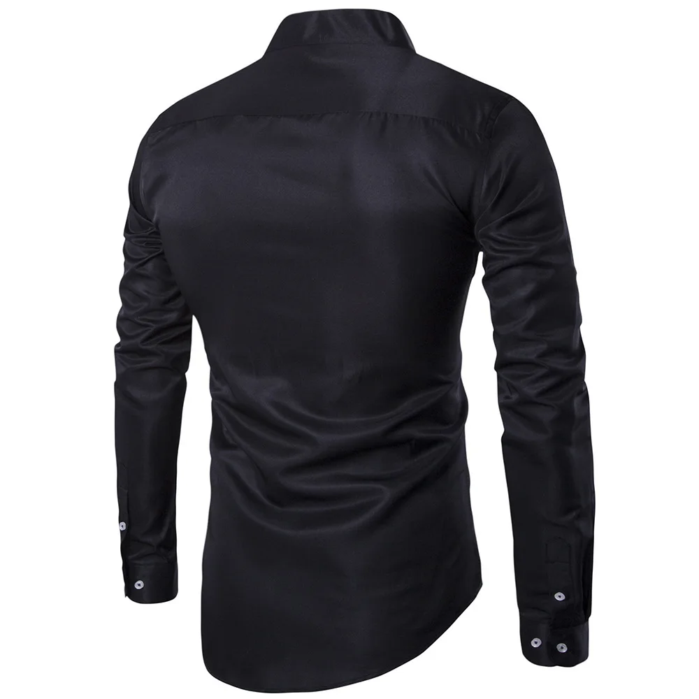 Хлопок Для мужчин рубашка Повседневные платья с воротником Мандарин Camisa