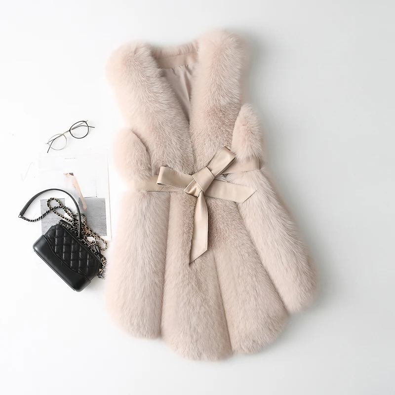 Real Fur Vest Women Fox Fur Vest 2018 New Arrival Winter Fluffy Natural Fur Gelit Outwear rf0251
