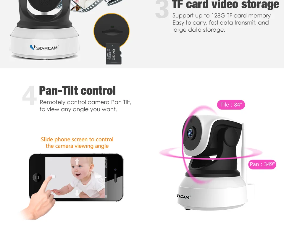Monitor do Bebê Vias de Áudio Inteligente com Detecção Câmera sem Fio do Bebê Vstarcam Câmera Movimento Segurança ip C7824wip wi fi 2 13 2 vias de áudio câmera inteligente com