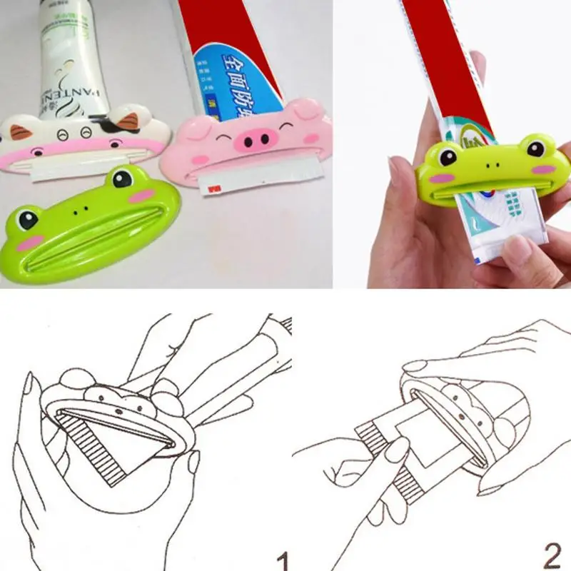 Держатель для зубной пасты с мультяшным животным, диспенсер для зубной пасты, выдавливание зубной пасты, зажим для ванной, соковыжималки зубной пасты