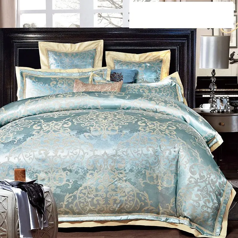 6 шт. королевские текстильные постельные принадлежности для дома наборы роскошные жаккардовые атласные свадебное одеяло покрывало простыня наволочки хлопок queen king size - Цвет: F