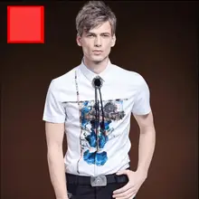 Новая мужская одежда летняя Модная рубашка с короткими рукавами тонкая эластичная Модная рубашка с принтом плюс размер костюмы певицы