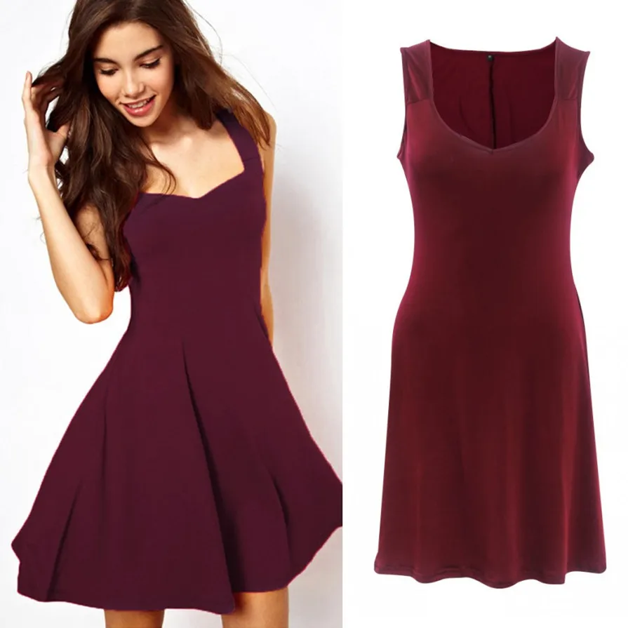 

Summer Dress for Women Sleeveless Slim Casual Party dress big size Sheath Bodycon Dress Women M-XXL H420