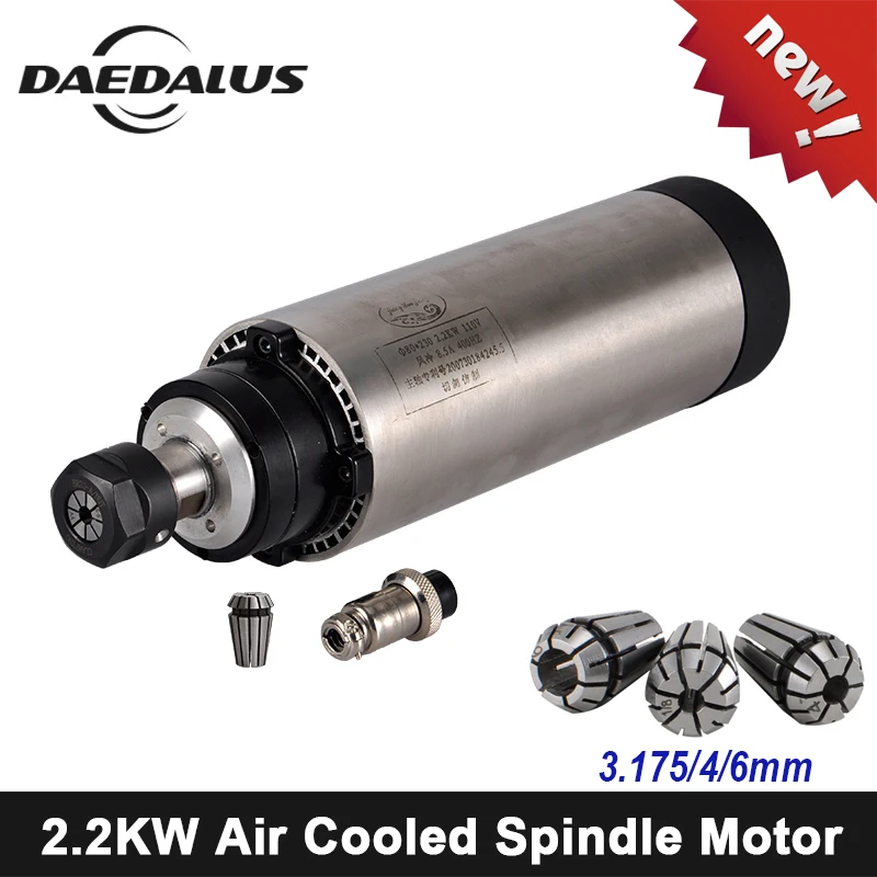 

2.2KW CNC Spindle Motor 2200w Air Cooled Spindle Motor 110V/220V CNC Router Motor Tools+3 PCS ER20 Collet For Milling Machine