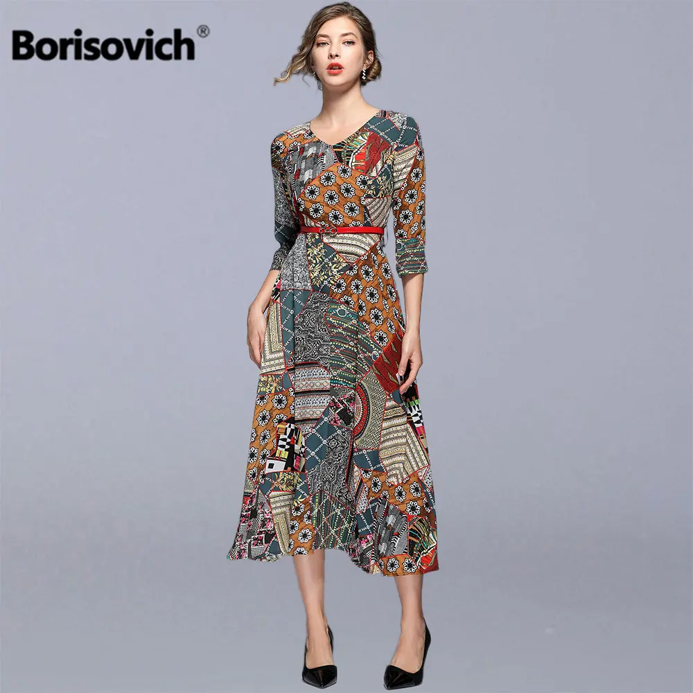Женское повседневное длинное платье Borisovich элегантное пляжное трапециевидной
