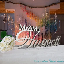 Пользовательские Mr& Mrs фамилия свадебный стол знак большой Центральным украшения персонализированные пользовательских подписать свадьба знак Семья имя