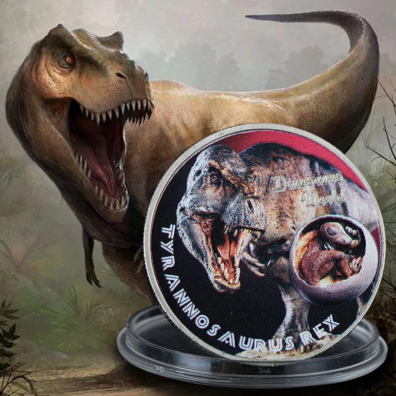 

WR Tyrannosaurus Rex Jurassic Time Dinosaur World Animal Metal Coin Collectible Souvenir Coins Metal Crafts