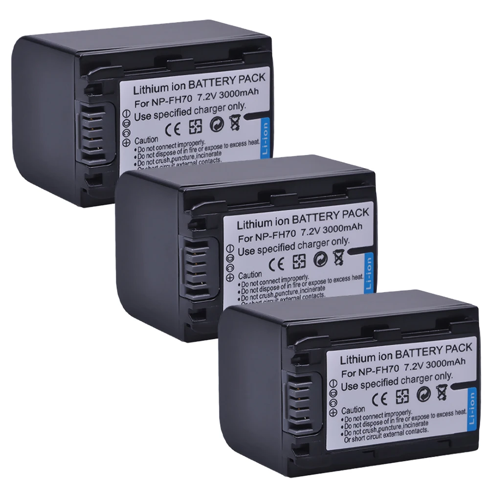

3pc 3000mAh NP-FH70 NP FH70 NPFH70 Camera Battery for sony NP-FH30 NP-FH100 NP-FH50 Cyber-shot DSC-HX1 Alpha DSLR-A230 Series