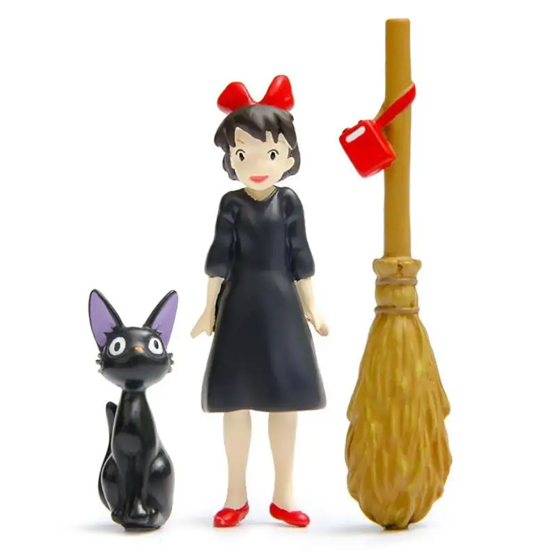 

Resin Black Cat Besom Girl Anime Model Garage Kit for DIY Cake Figure Miniature Decoration Ornament Decorate Children's Rooms