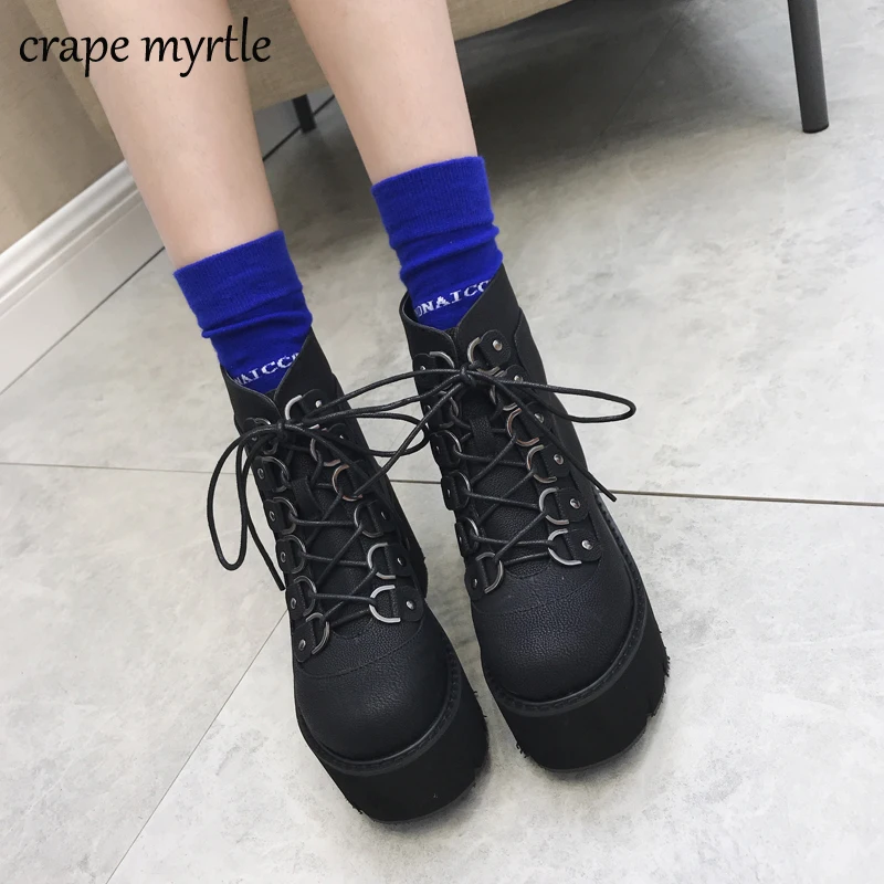 

punk boots bottes femmes platform shoes High Heels boots winter Autumn shoes motorcycle boots women fashion brown boots YMA529