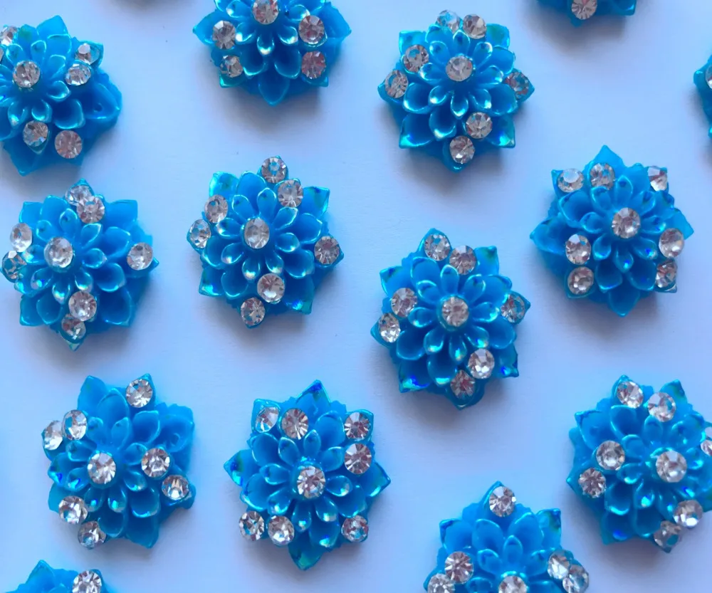 Sew on red rhinestones flower shape 21mm flatback resin crystal