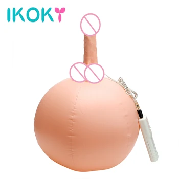 IKOKY Inflatable Dildo Ball Sitting On Vibrator Female Masturbation Fake Penis Artificial Dick Flesh Sex Shop Sex Toys for Women 1