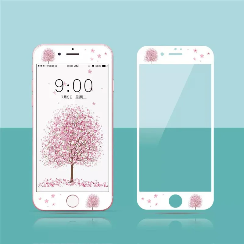 

Cartoon Tempered Glass For iPhone 8 8plus 7 7plus Full Cover Soft Edge Screen Protector For iPhone 6 6s Cute Protective Film