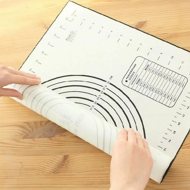 60x40 см складной высокотемпературный Стекловолоконный силиконовый коврик для выпечки теста для раскатки резки помадки торт тесто мука коврик со шкалой