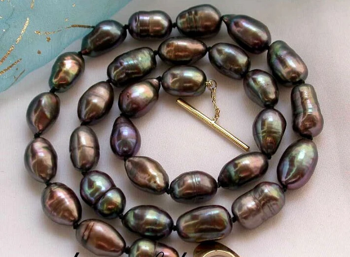 

FREE shipping>>>>>Z2029 NICE 17" 14mm baroque black FW pearl necklace 6.07