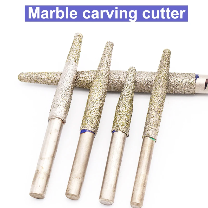 

URANN 1Pcs Diamond stone engraving bits marble carving tools CNC router bits CNC router machine milling cutter