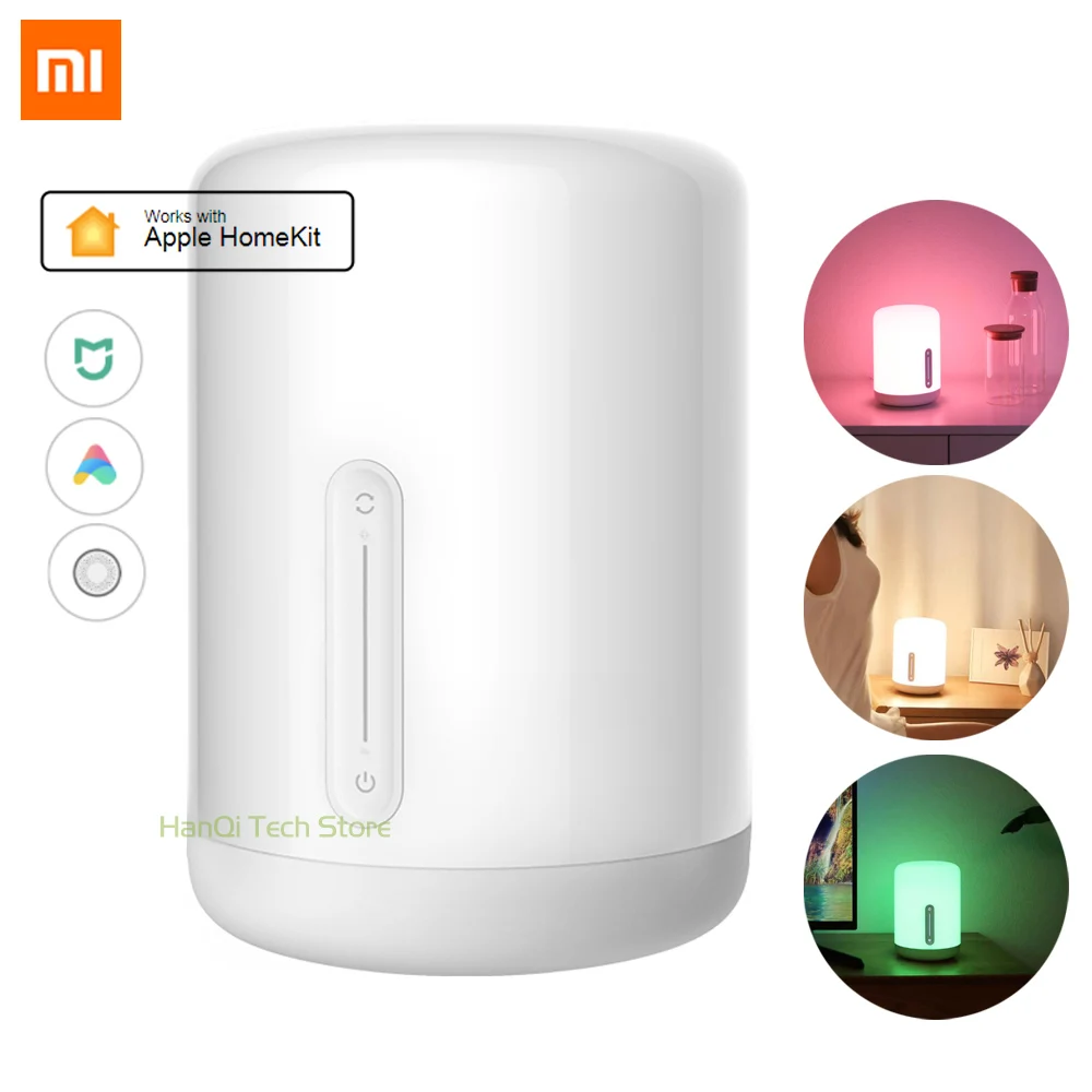 

New Arrival Original Xiaomi Mijia Bedside Lamp 2 Bluetooth WiFi Connection Touch Panel APP Control Works with Apple HomeKit Siri