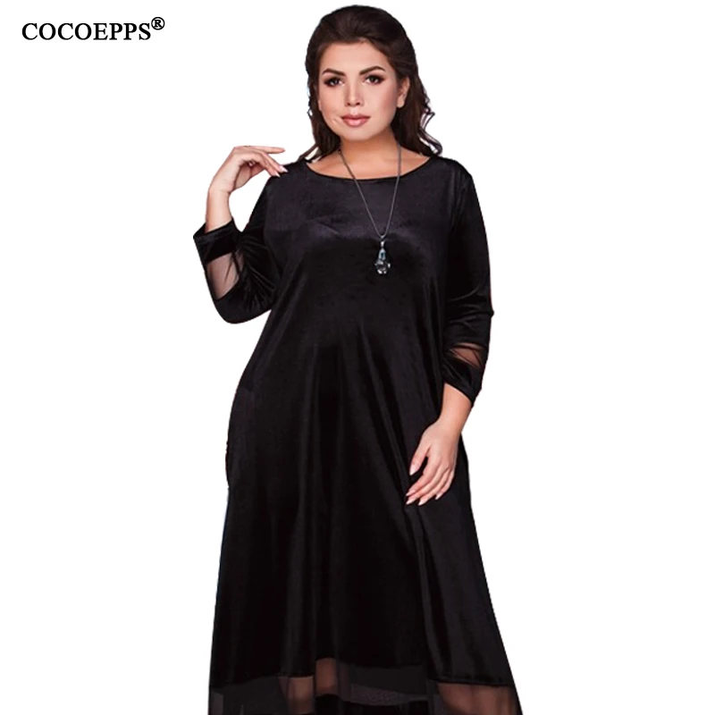 Вельветовые платья COCOEPPS женская одежда женское платье 5XL 6XL вечернее большого