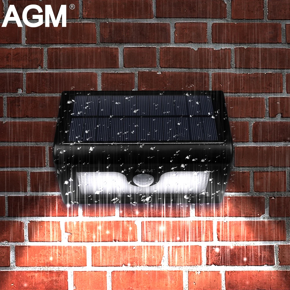 

AGM LED Solar Garden Light Wall Lamp Energy Power Luminaria Sunlight PIR Motion Sensor Lighting For Outdoor Street Stairs Path