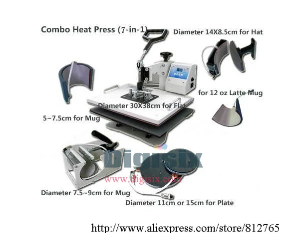 DHL free shipping 7 in 1 Combo font b Heat b font font b Press b
