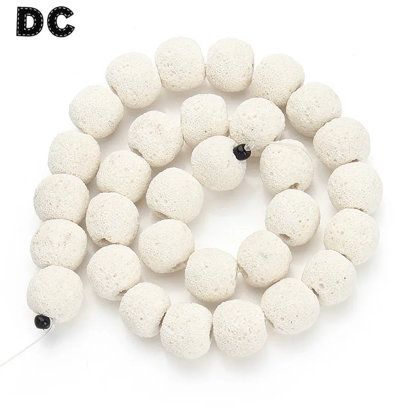 

DC 40cm/Strand Natural Stone White Round Ball Beads Big Loose Spacer Lava Bead 8-12mm for Beaded Jewelry Making DIY Accessories