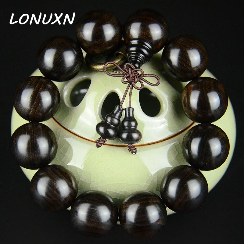 20 мм высокого качества мужской природная эбеновая четки Тибетские буддийские