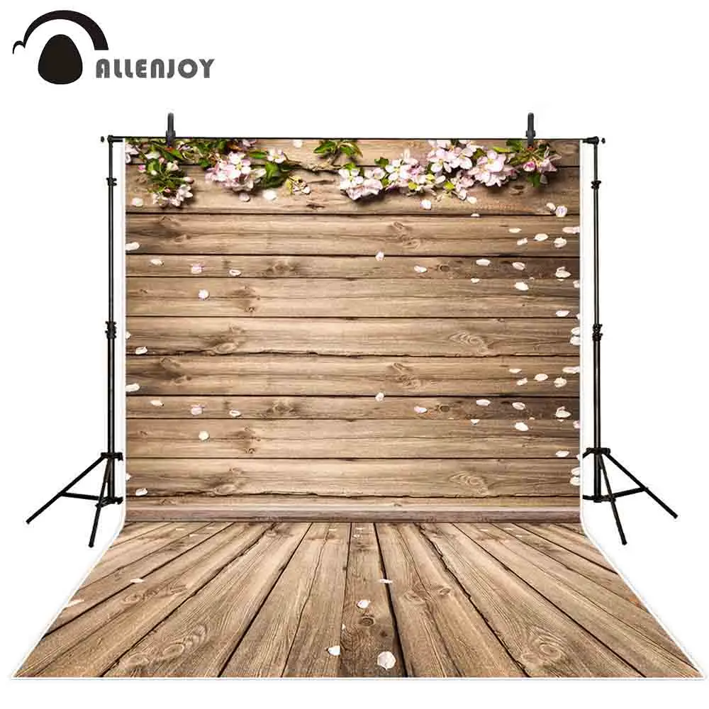 

Allenjoy photography background wood board petal flower wedding vintage backdrop photophone photo studio shoot prop photocall