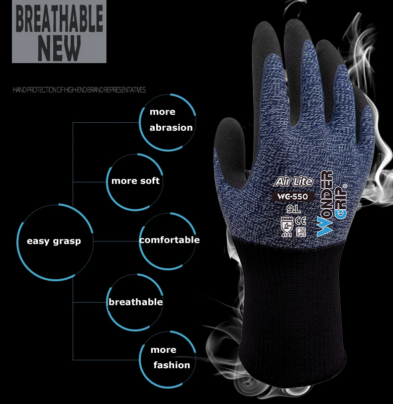 

6 Pairs Nylon Wrapped Spandex With Nitrile Foam Coated Garden Work Gloves