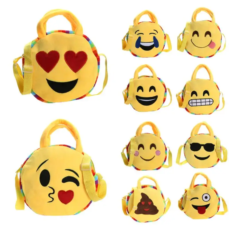

Fashion Messenger Totes Face Expression Plush Toy Children Handbag Schoolbag Child Emoji Crossbody Bag Mochila Feminina Bolsas