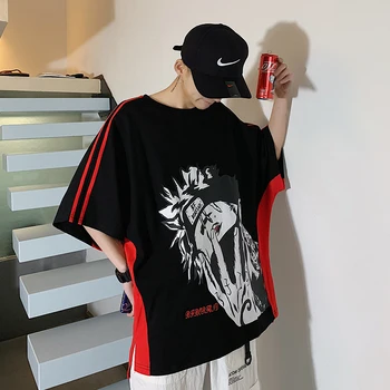 

2019 Summer New Trendy Men's Japanese Graffiti Pattern Personality Loose Short Sleeve Ins Net Red Korean Casual T-shirt